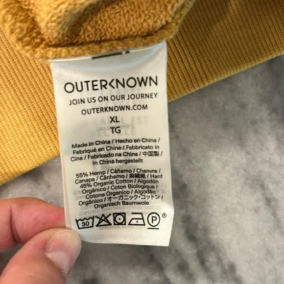 NWT Outerknown Sur French Terry Sweatshirt sz XL in Mustard Yellow - Picture 6 of 7
